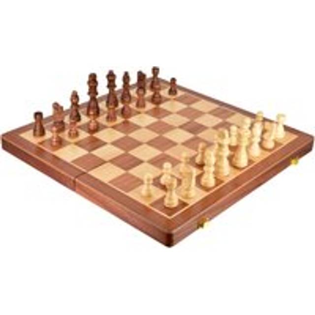"Premium 15"" Wooden Magnetic Chess Set | Traditional Chess Board Game with Draughts for Kids & Adults"