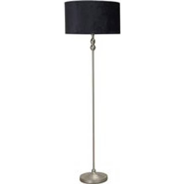 Maggie Brushed Chrome Candlestick Floor Lamp with Velvet Lamp Shade and LED Bulb - Black - One Size