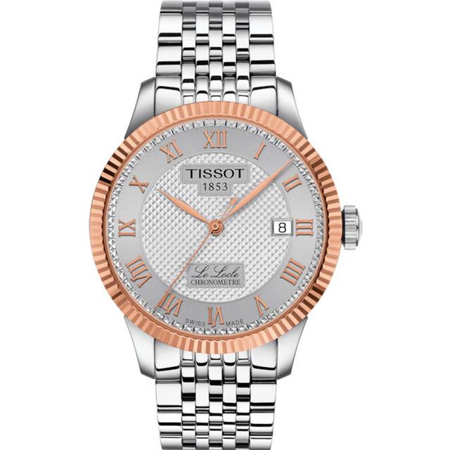 TISSOT T-Gold Le Locle COSC Automatic 39MM 18k Rose Gold Bezel Men's Watch T932.408.41.033.00 / T9324084103300 - Silver - 39 mm