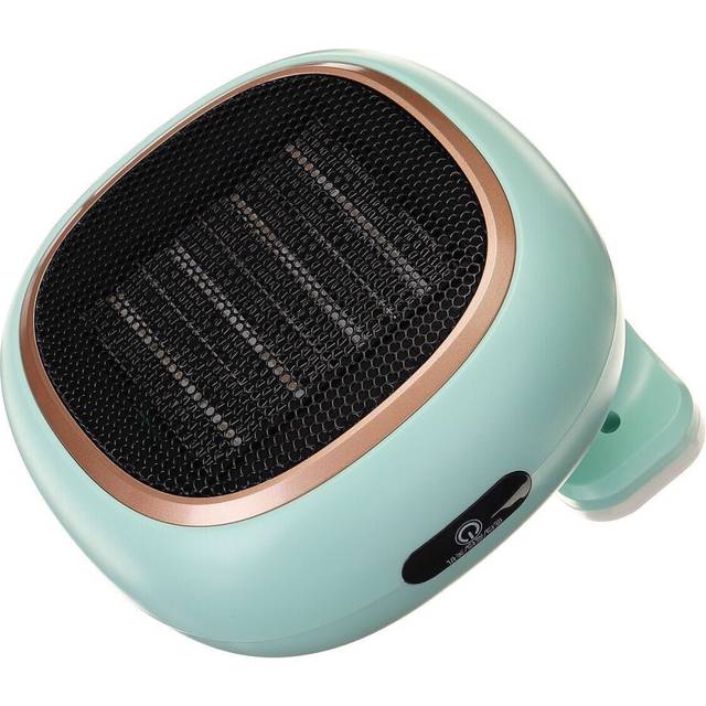 (Green) Mini Wall Mounted Portable Electric Space Heater Fan 2 Gear Desktop Warm Air Blower PTC Ceramic Heating for Home Office
