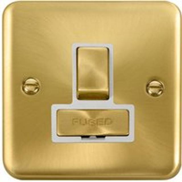 Se Home - Curved Edge Satin / Brushed Brass 13A Fused Ingot Connection Unit Switched - White Trim