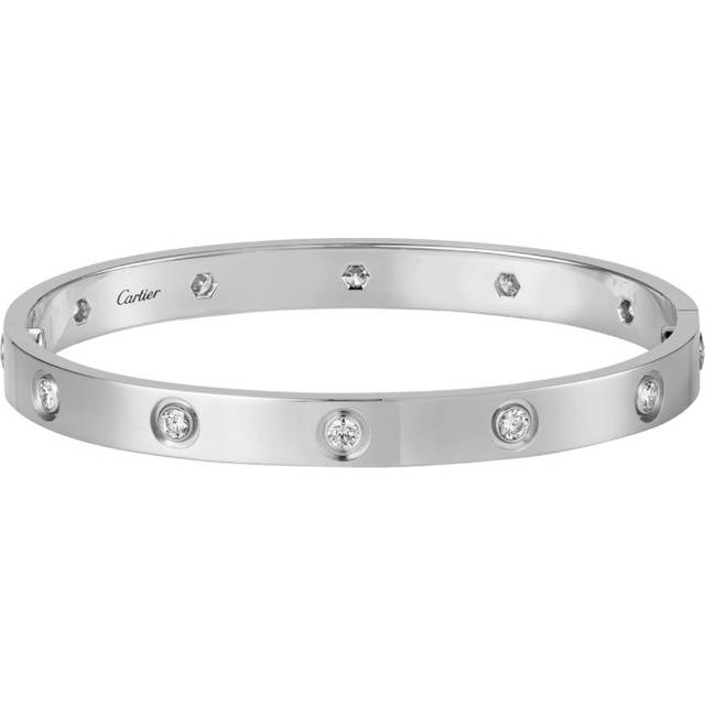 Cartier Love Classic White Gold 10-Diamond Bracelet - 15