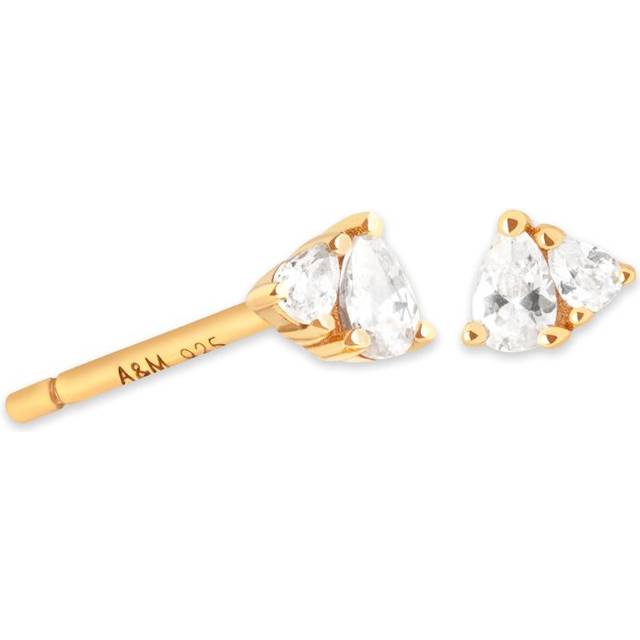 Astrid & Miyu Yellow Gold-Plated Pear Cluster Stud Earrings - One size