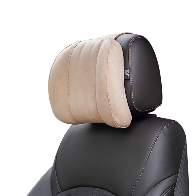 (Beige) Forbell Car Headrest Neck Pillow Suede Fabric Car Neck Headrest Pillow