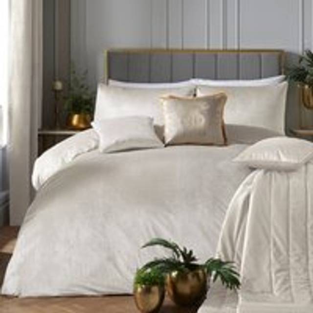 Laurence Llewelyn-Bowen Montrose Velvet Duvet Cover Bedding Set Ivory - Beige