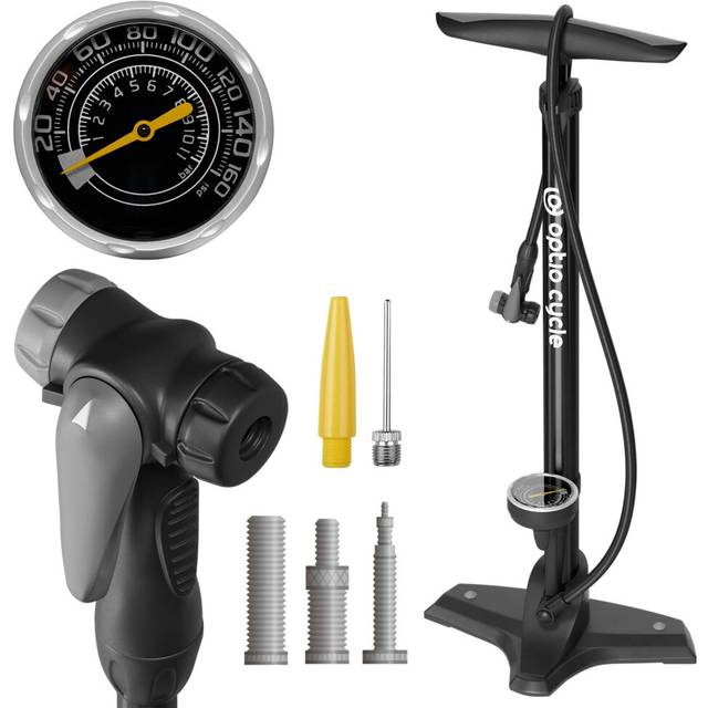 Tyre Pump With Pressure Gauge Optio Cycle Presta Valve Pump 160 PSI / 11 Bar Black | Bike Tyre Pump | Track Pump | Bike Pumps With Pressure Gauge |