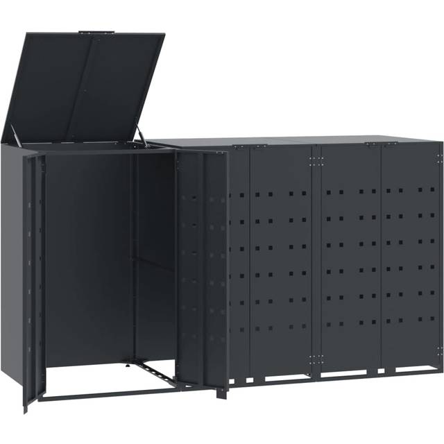 vidaXL Wheelie Bin Storage for 3 Bins Anthracite 207x79x117 cm Steel