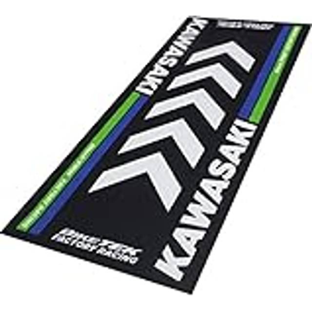 Biketek Garage Mat - Series 4 - Black / White / Blue, Kawasaki, Black/blue/green