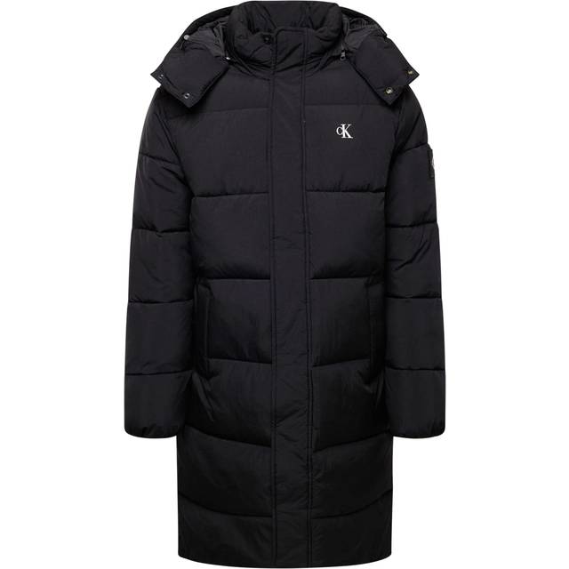 Crinkle Nylon Hooded Puffer Coat - Black - M
