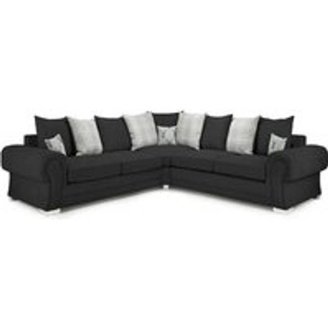 Milan 5 Seater L Shaped Corner Sofa Scatter Back Chesterfield Arms Black 2 Corner 2 - One Size