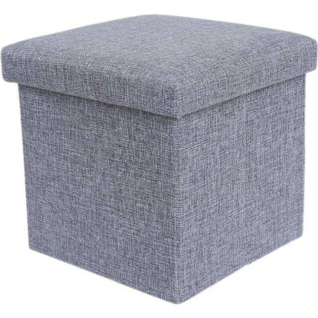 (Grey, Single) Hampton&Stewart Folding Ottoman Storage Box Stool