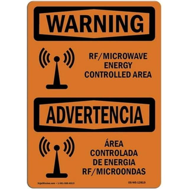 SignMission OS-WS-A-710-L-12819 7 x 10 in. OSHA Warning Sign - RF Microwave Energy Controlled Area