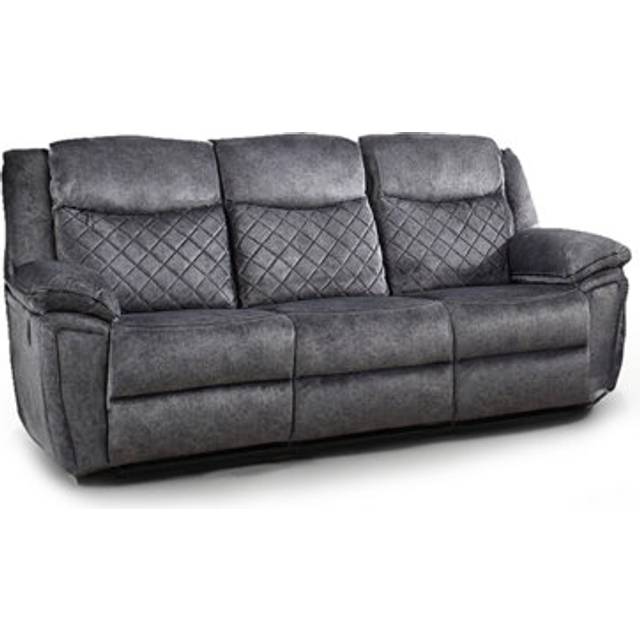 Brianna Grey Full Fabric Manual Reclining 3 Seater Sofa - One Size