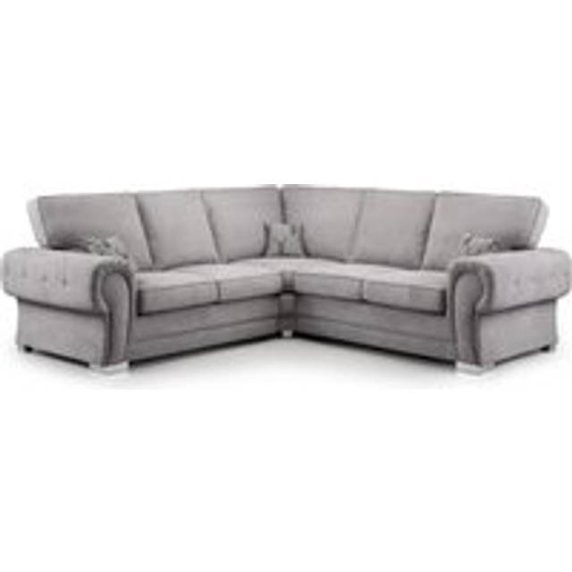 Milan 5 Seater L Shaped Corner Sofa Full Back Chesterfield Arms Grey 2 Corner 2 - One Size