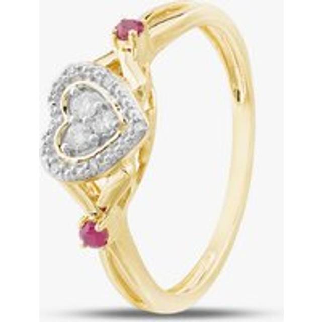 9ct Yellow Gold 0.08ct Brilliant Cut Diamond & Ruby Heart Shaped Ring THR33571-08RD (YG)