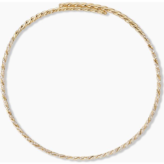 Sculpted Cable Flex Necklace in 18ct Yellow Gold with Diamonds, 3.7mm