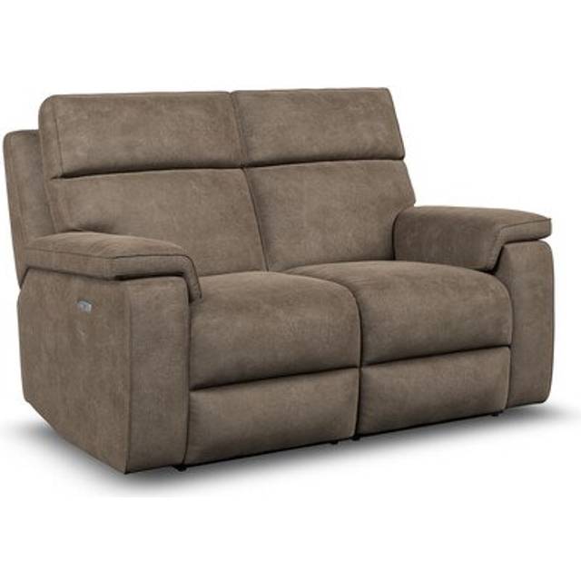 Miller Earth Brown Fabric Sofas - 2 Seater Electric Recliner Sofa - Selby Range - Oak Furnitureland