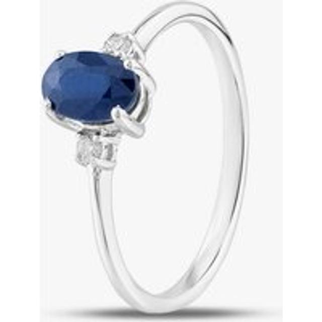9ct White Gold 0.60ct Oval Cut Sapphire & 0.03ct Diamond Shoulder Set Solataire Ring THR40125-SD (WG) - Silver