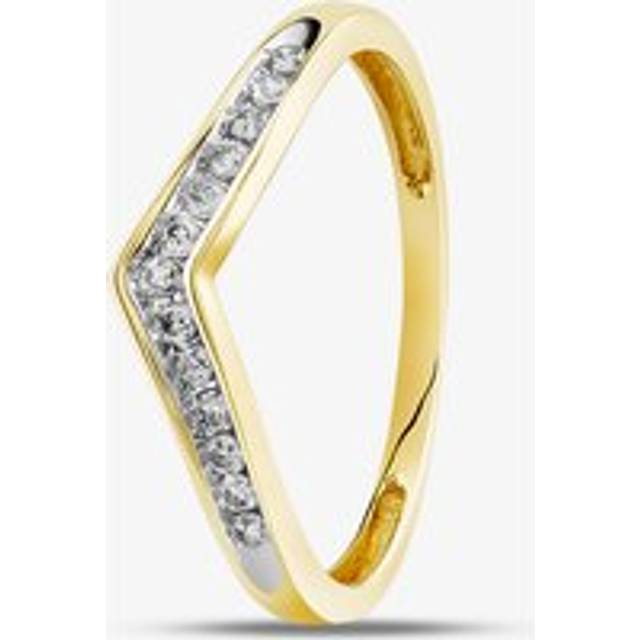 9ct Yellow Gold 0.12ct Diamond Wishbone Half Eternity Ring TH0148467 Q
