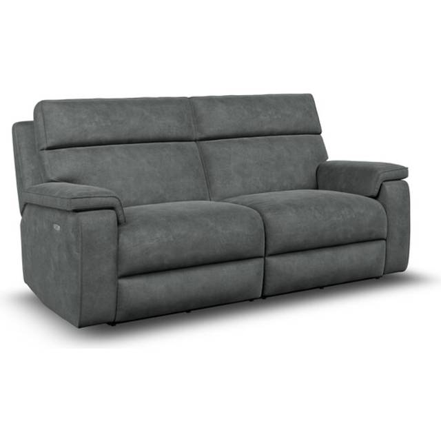 Miller Grey Fabric Sofas - 3 Seater Electric Recliner Sofa with Power Headrest - Selby Range - Oak Furnitureland
