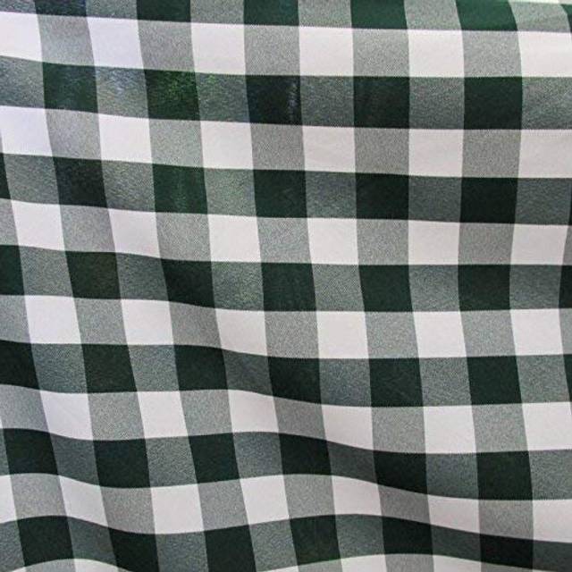 "1"" Checkered Gingham PolyPoplin Fabric by The Yard (Hunter Green and White)"