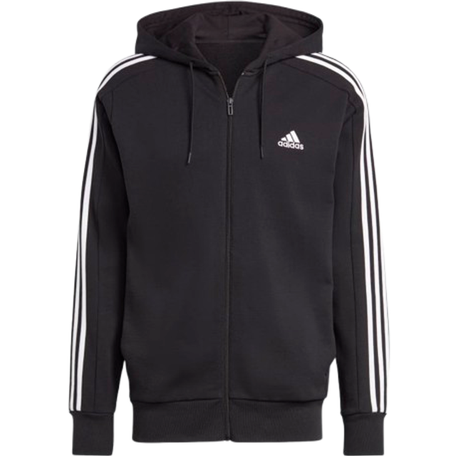 adidas Essentials French Terry 3-Stripes Full-Zip Hoodie Men black