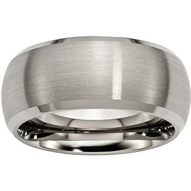 Chisel TB113-10 Titanium Beveled Edge 10 mm Satin & Polished Band - Size 10 - Silver