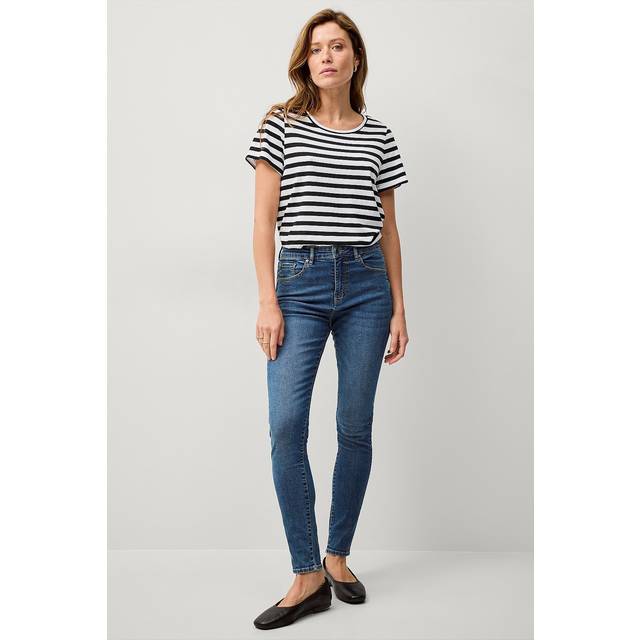 Ellos Collection - Smala stretchjeans med hög midja - Blå