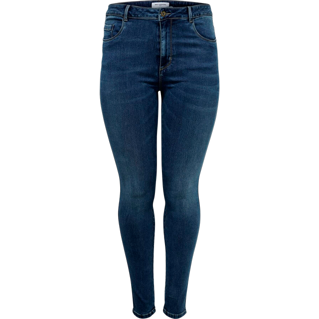 ONLY CARMAKOMA Women Skinny Jeans Plus Big Size | Curvy High Waist Denim | Stretch Pants Trousers, Color:Blue, Size:44W / 34L