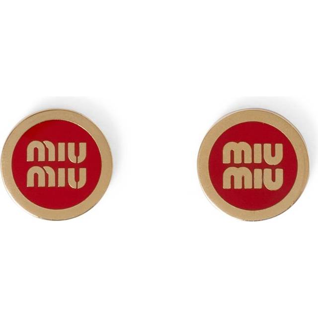 Miu Miu Enamelled Logo Earrings - Red - One size