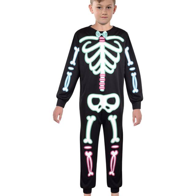 (9-10 Years, Black) Boys Skeleton Print Halloween A2Z Onesie One Piece