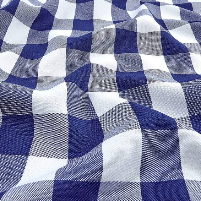"1"" Checkered Gingham PolyPoplin Fabric by The Yard (Royal Blue and White)"