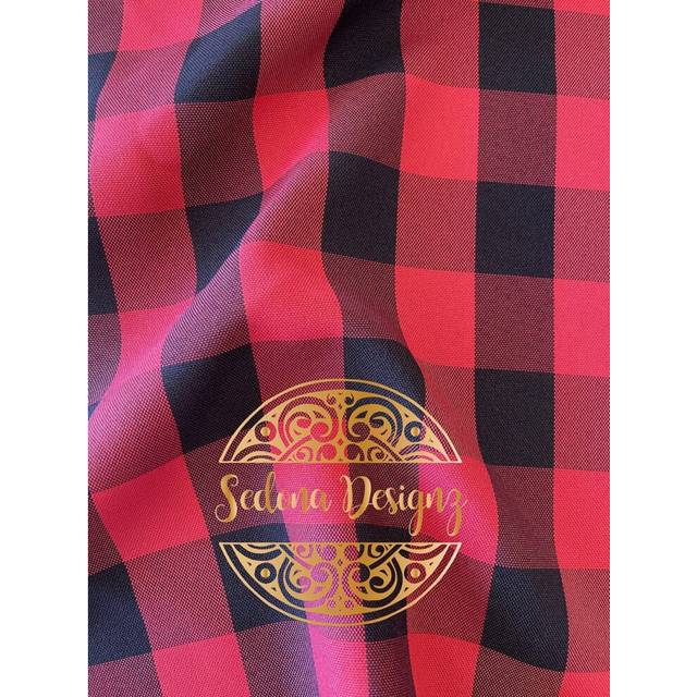 "1"" Checkered Gingham PolyPoplin Fabric by The Yard (Red and Black)"