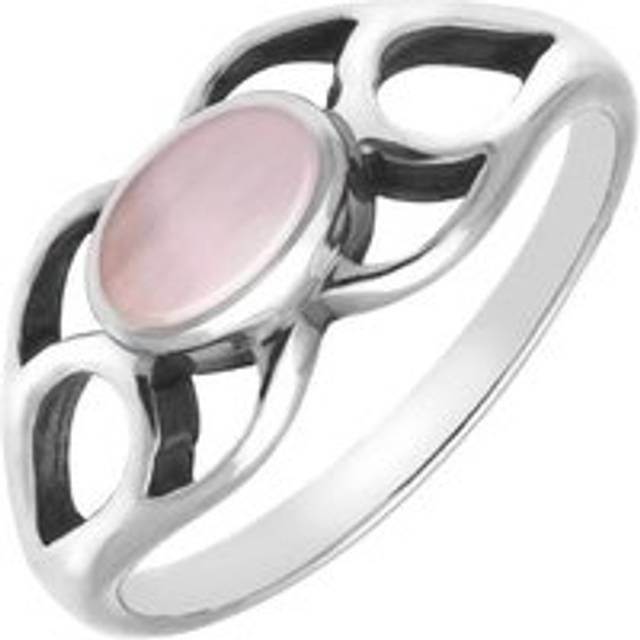 Sterling Silver Pink Mother of Pearl Oval Lattice Ring - Silver