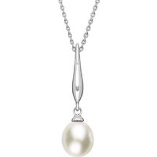 Sterling Silver Freshwater Pearl Drop Necklace - Silver