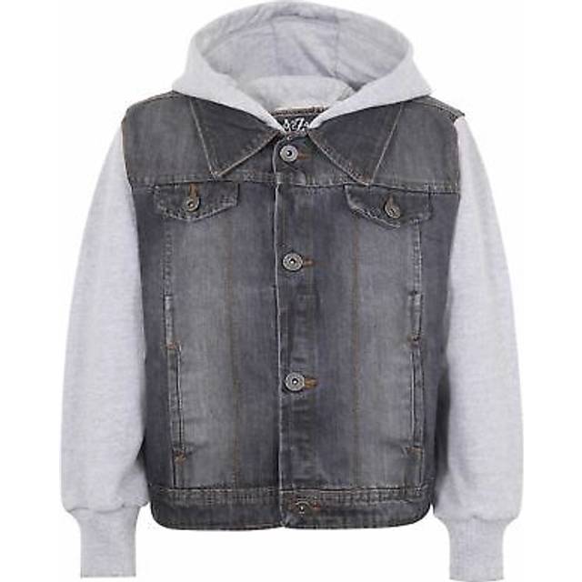(11-12 Years, Black) Boys Denim Black Hooded Jacket 2-13 Years
