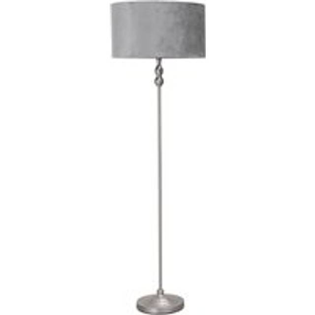 Maggie Brushed Chrome Candlestick Floor Lamp with Fabric Shade with LED Bulb - Grey - One Size