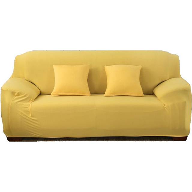 (Dusty Yellow) 2 Seater High Stretch Sofa Cover Couch Lounge Protector Slipcovers Solid Colours