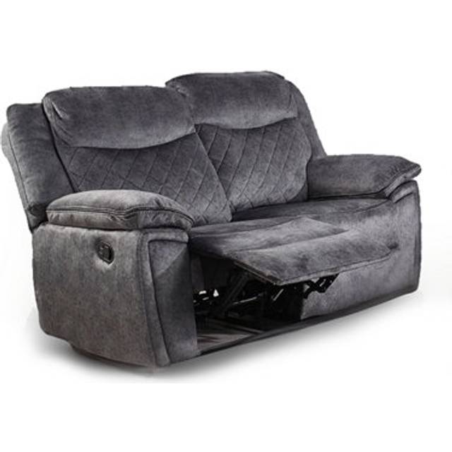 Brianna Grey Full Fabric Manual Recliner 2 Seater Sofa - One Size