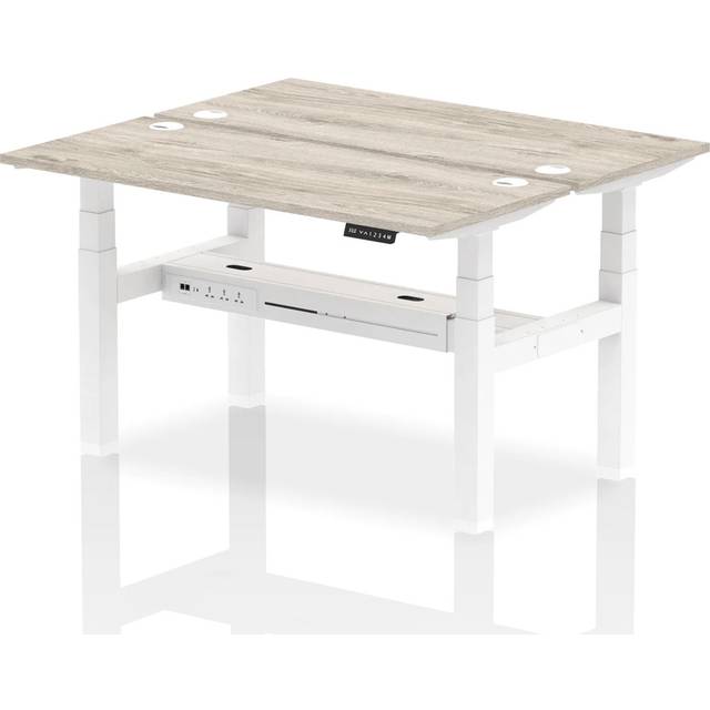 Air 1200 x 800mm Height Adjustable 2 Person Bench Desk Grey Oak Top with Cable P