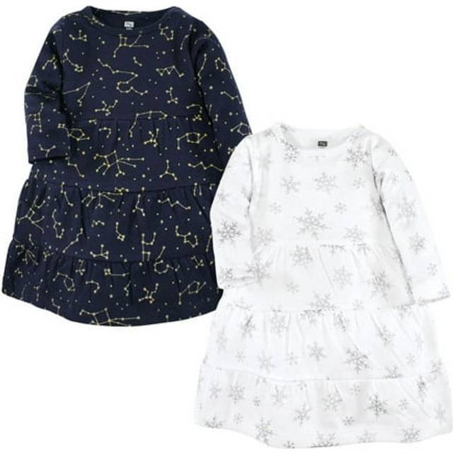 Hudson Baby Infant and Toddler Girl Cotton Dresses  Metallic Snowflake Star  14 Years