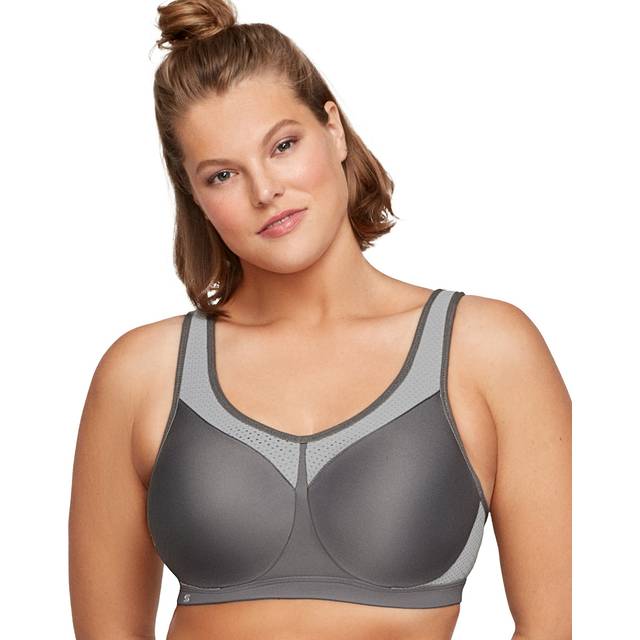 Glamorise Full Figure Plus Size High Impact Wonderwire Sports Bra - Grey