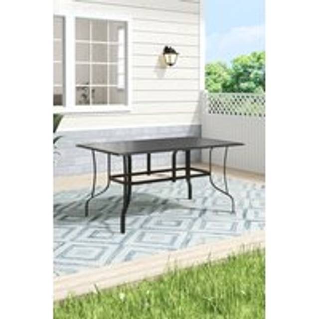 Garden Metal Slatted Rectangle Coffee Table - Black - One Size