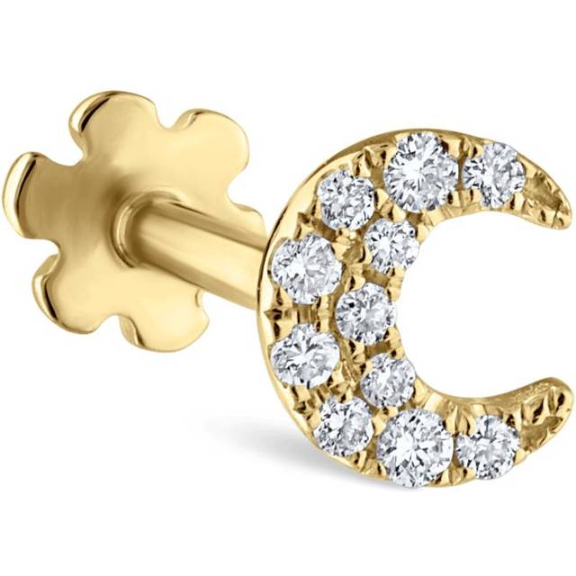 Maria Tash Diamond Moon Single Threaded Stud Earring - Gold - 4.5mm