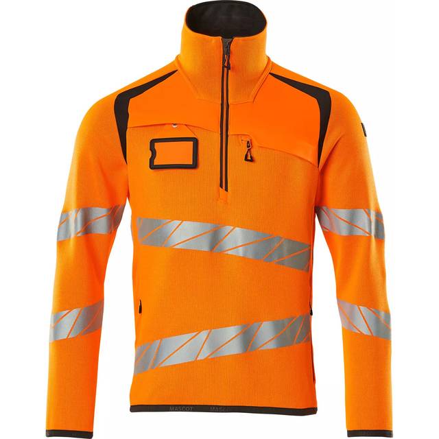 Mascot 19005-351 Accelerate Safe Knitted Jumper with Half ZIP - Hi-vis Orange/Da - Hi-Vis Orange/Dark Anthracite