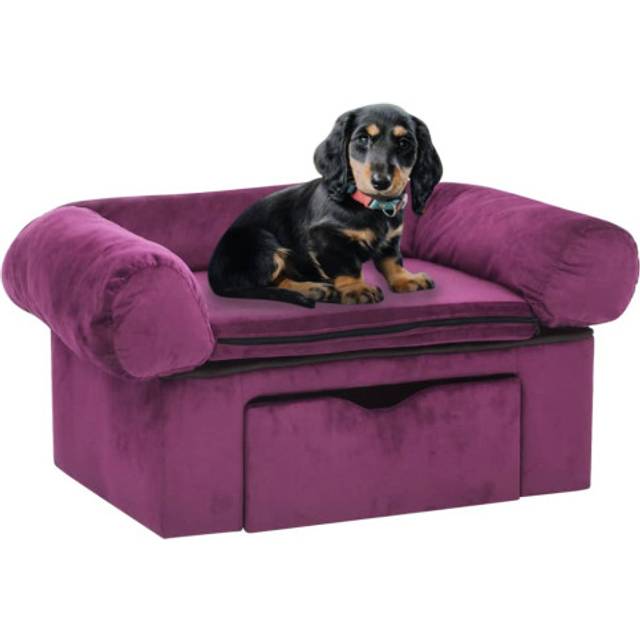 vidaXL Dog Sofa with Drawer Burgundy 75x50x38 cm Plush - Purple