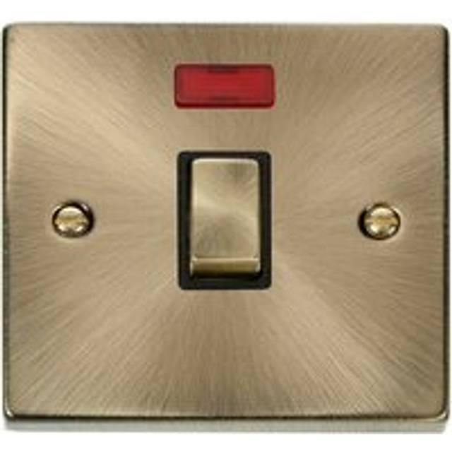 Antique Brass 1 Gang 20A Ingot dp Switch With Neon - Black Trim Se Home