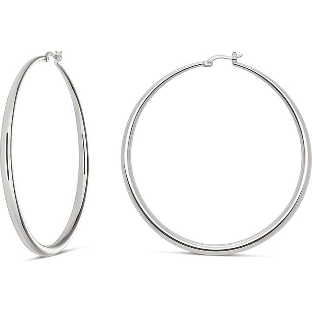 MILLA 14K Gold Hoop Earrings For Women Silver Hoop Earrings & Rose Gold Earrings with Graduated Curvature (Silver Plated/X-Large - 3.2 in)