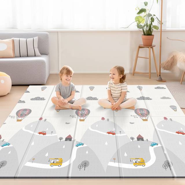 UANLAUO Baby Play Mat  71 x59 Inches Foldable Play Mat for Floor  Reversible Play Mat for Infants  Toddlers  Kids  Play and Tummy Time  Anti-Slip Baby