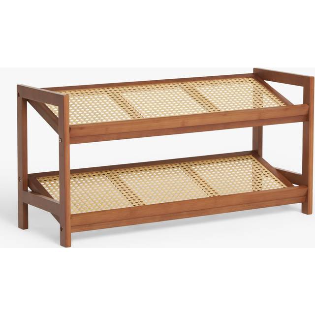 John Lewis Poly Rattan and Bamboo 2 Tier Shoe Rack, Cherry Wood